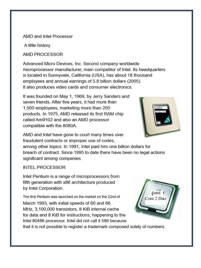 AMD vs Intel Processors: A Historical Overview | PDF | Central ...