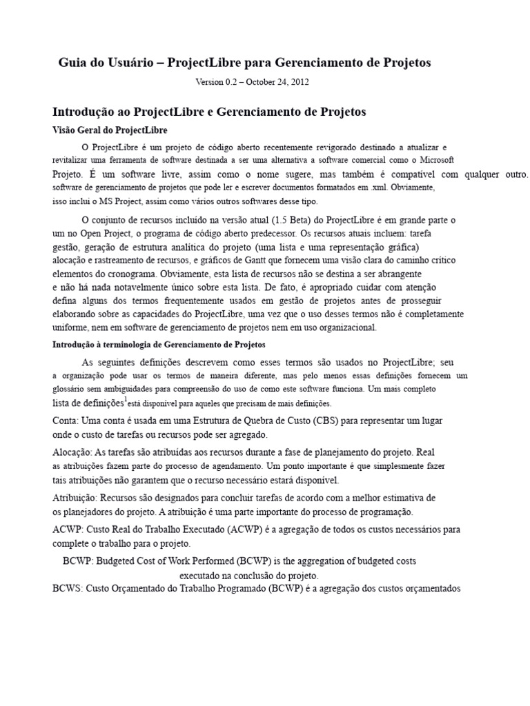 Guia do ProjectLibre para Gerenciamento | PDF | Janela (informática ...