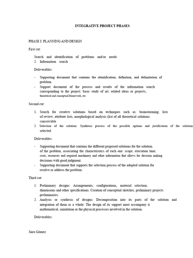 Phases Of The Integrative Project Pdf Verification And Validation