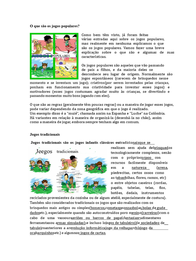 O que são jogos populares e tradicionais? | PDF | Equador | Esportes