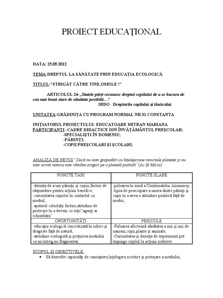 Proiect Educational Bun | PDF