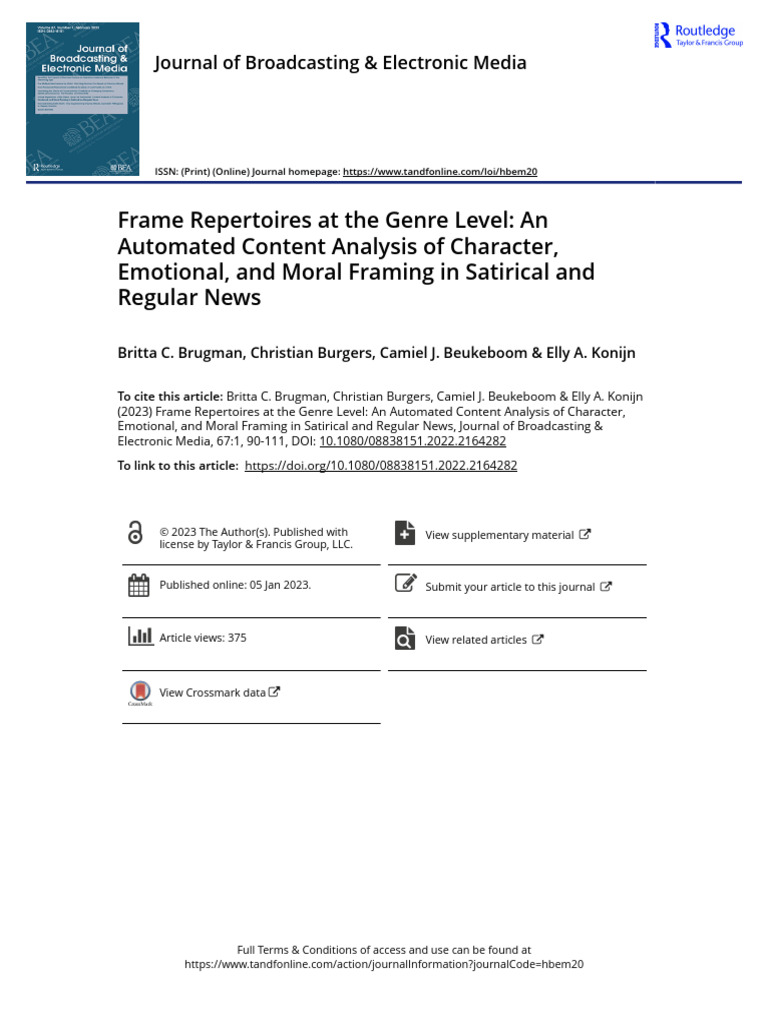 Frame Repertoires at The Genre Level An Automated Content Analysis of ...