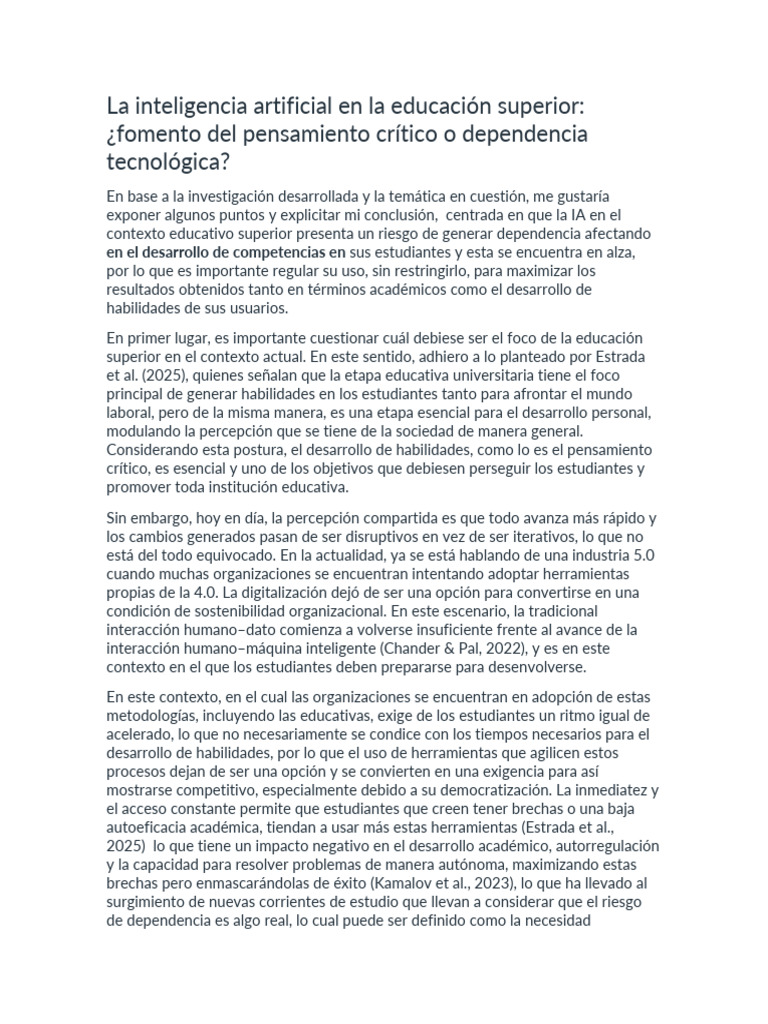 La inteligencia artificial en la educación superior ¿fomento del ...