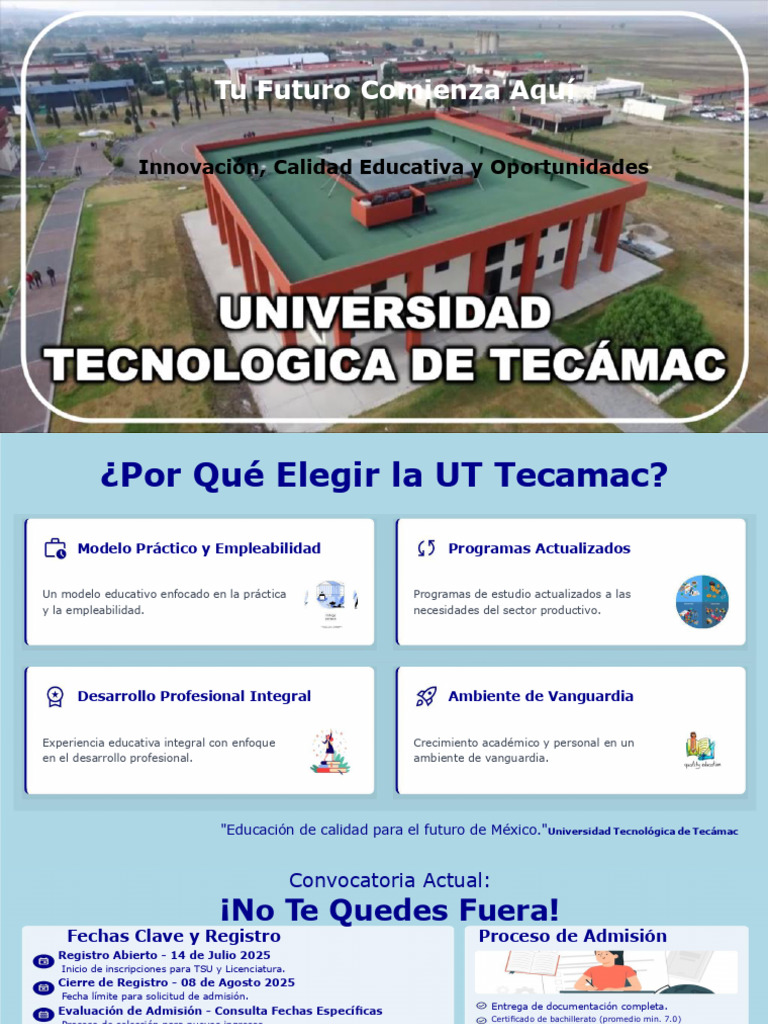 Admisiones UT Tecámac 2025: Oportunidades Académicas | PDF | Transporte ...