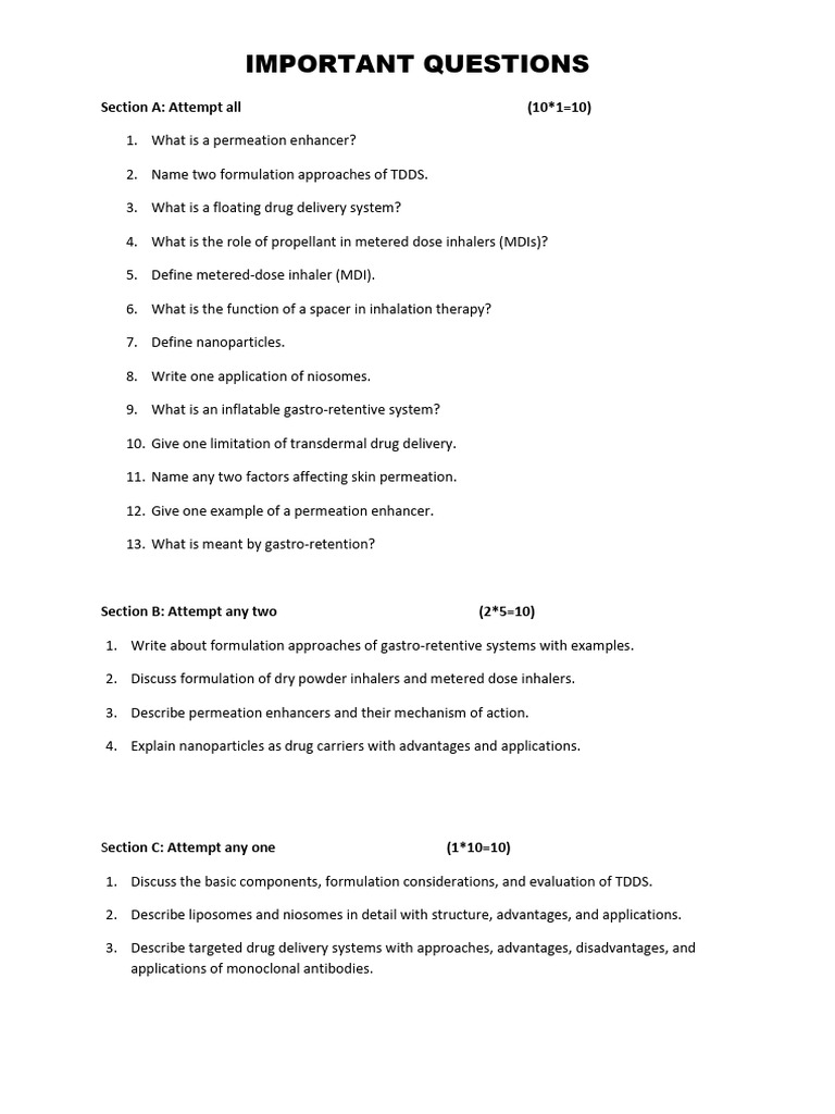 BP704T Important Questions 2 | PDF