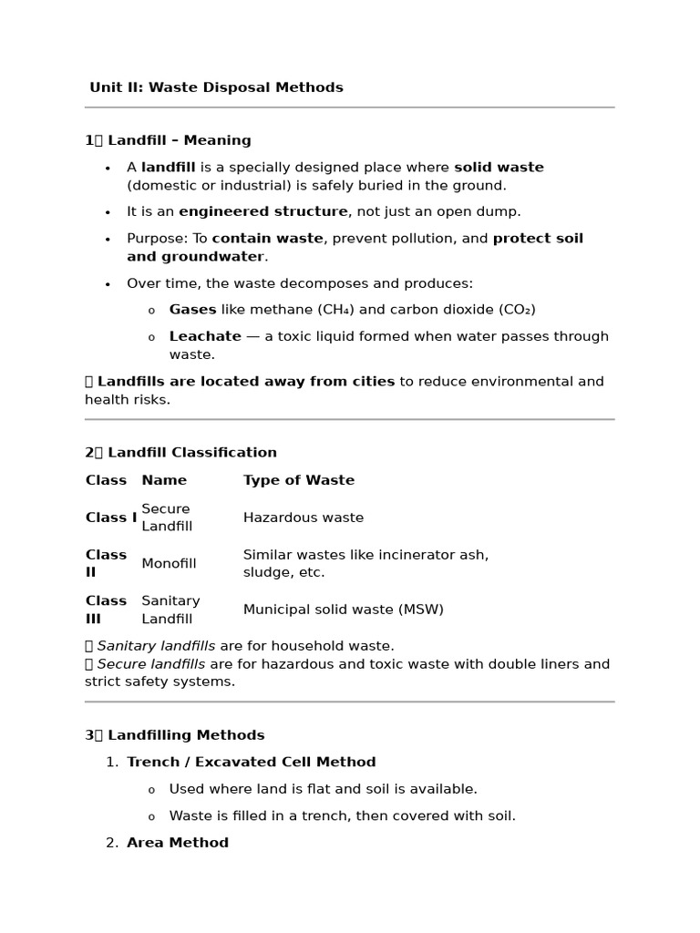 Waste Disposal: Landfill Methods Explained | PDF | Landfill | Waste
