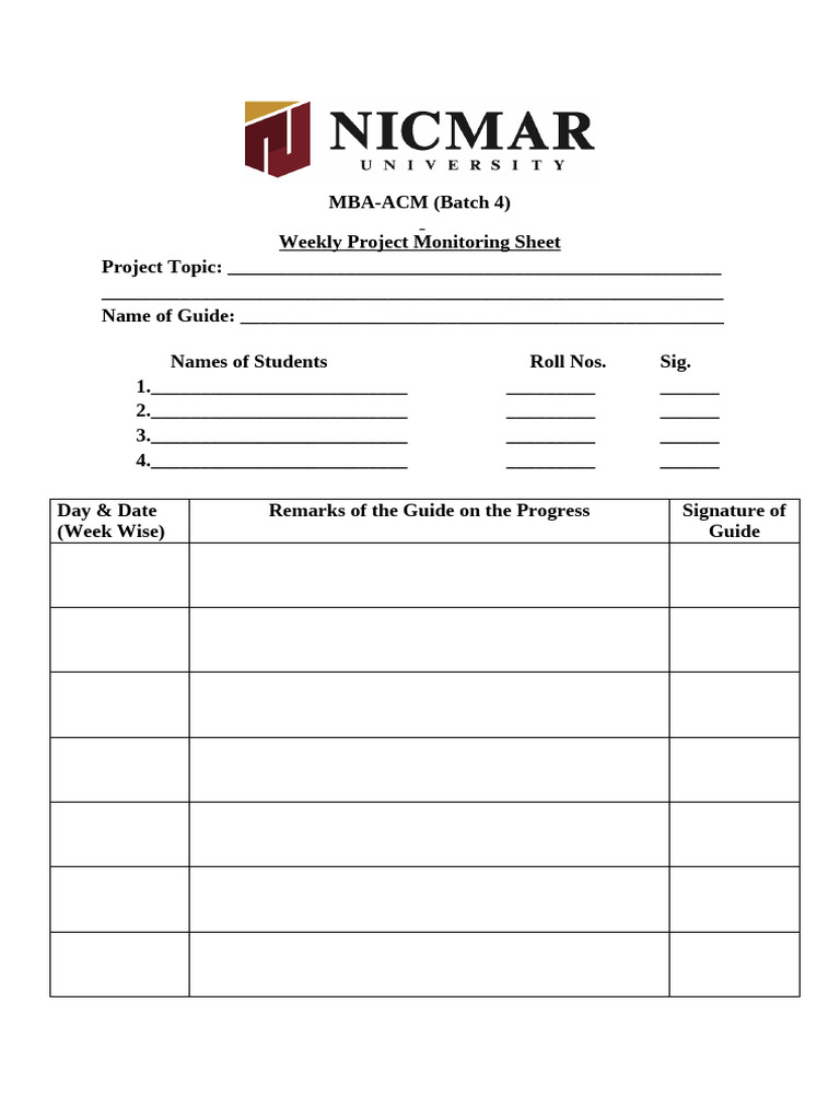 MBA-ACM Batch 4 Project Tracker | PDF