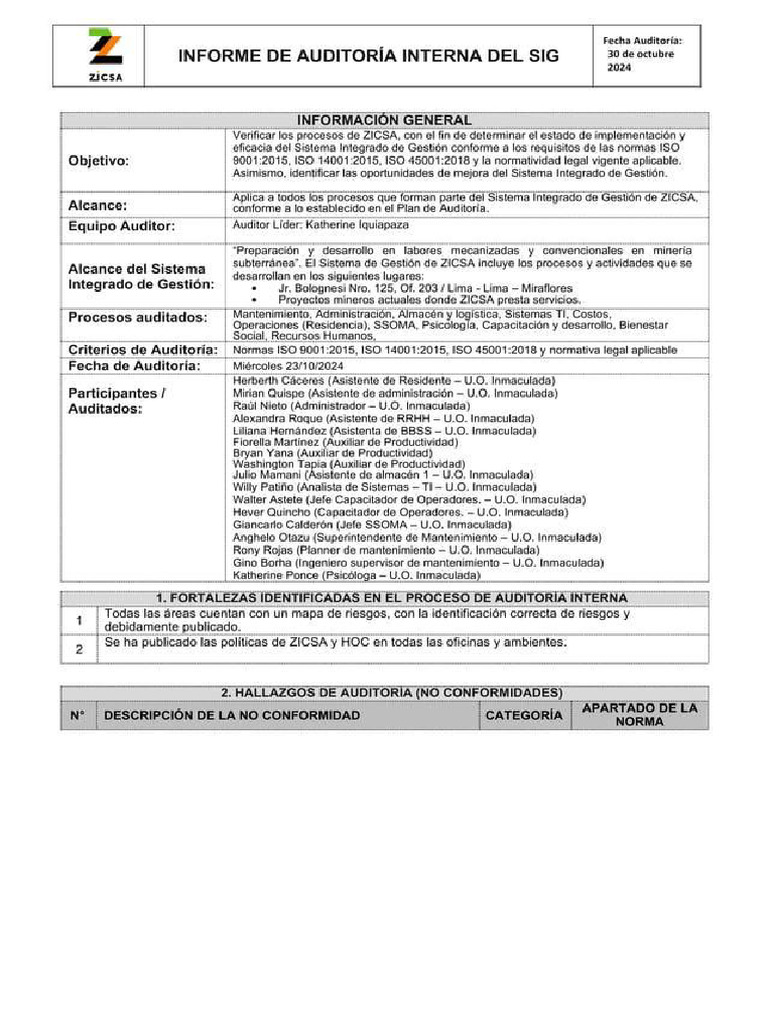 Informe Auditoria | PDF