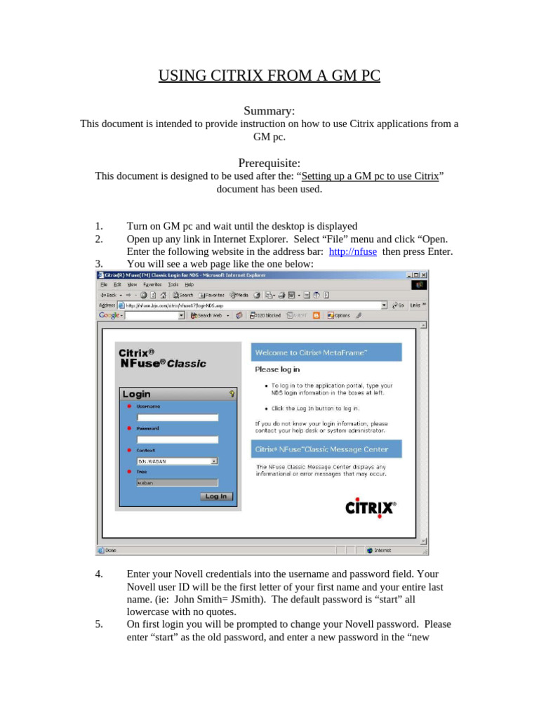 How to Use Citrix on GM PCs | PDF | Computer File | Password