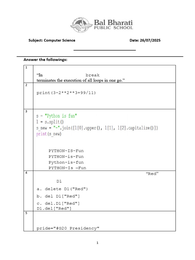 XII Computer Science 26july25 | PDF | String (Computer Science ...