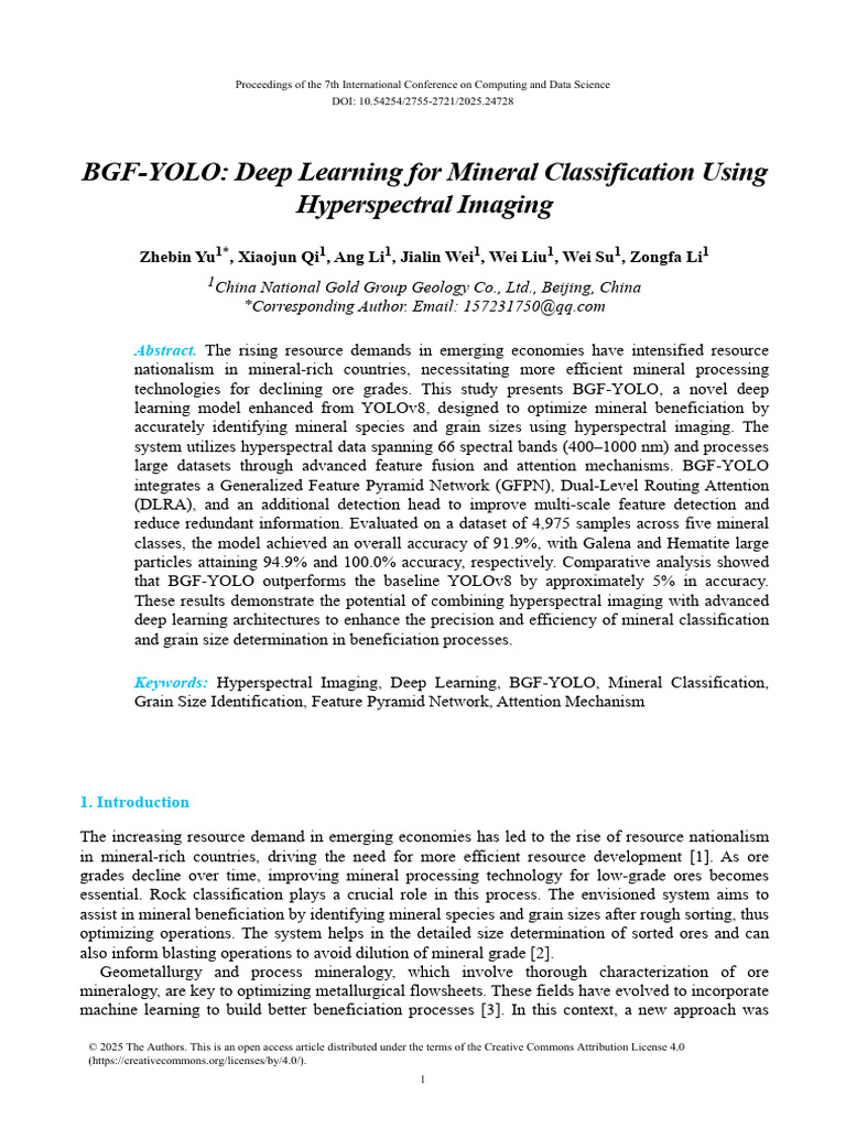 BGF-YOLO: Deep Learning for Mineral Classification | PDF | Deep ...