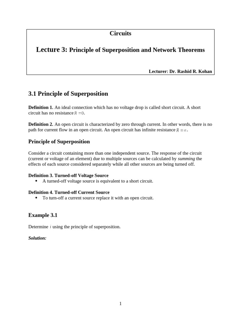Lecture_3 | PDF | Electrical Network | Electronic Circuits