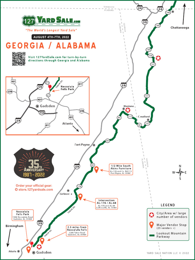 127 Yard Sale Route Map Georgia Alabama 2022 | PDF