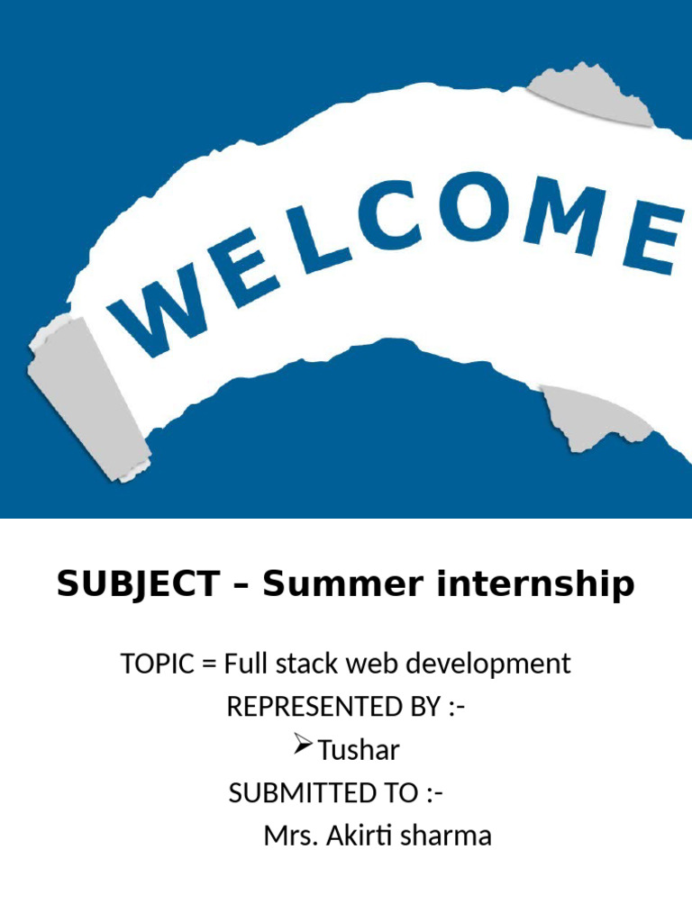 Summer Internship: Full Stack Web Development | PDF