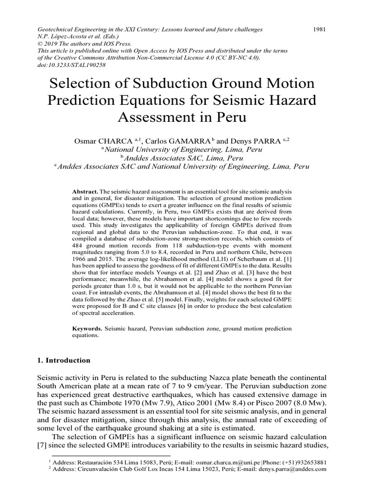 Selection of Subduction Ground Motion Prediction Equations For SHA in ...