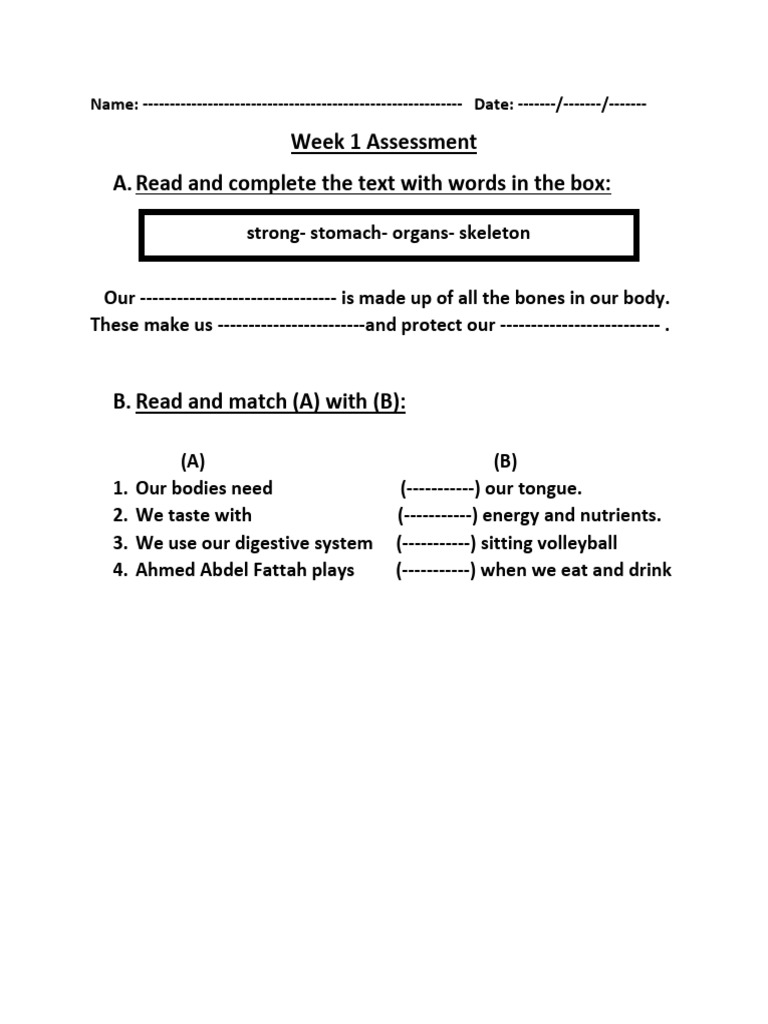 Week 1 Assessment: Body Systems | PDF