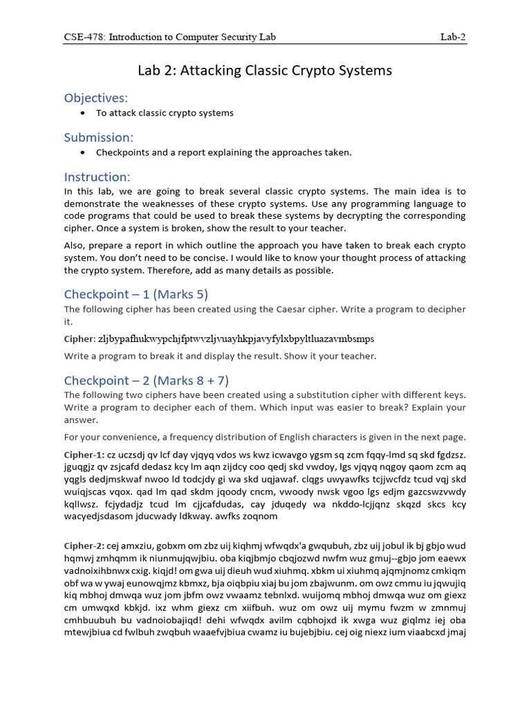 Attacking Classic Crypto Systems Lab | PDF | Transport Layer Security ...