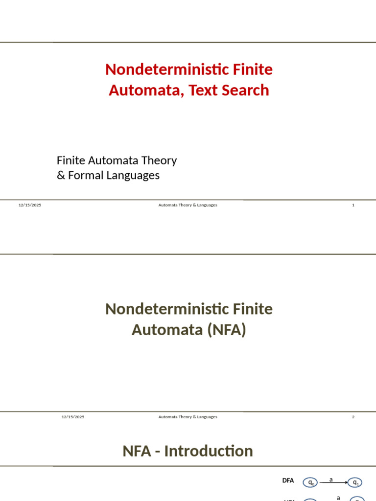 Nondeterministic Finite Automata Explained | PDF | Theoretical Computer ...