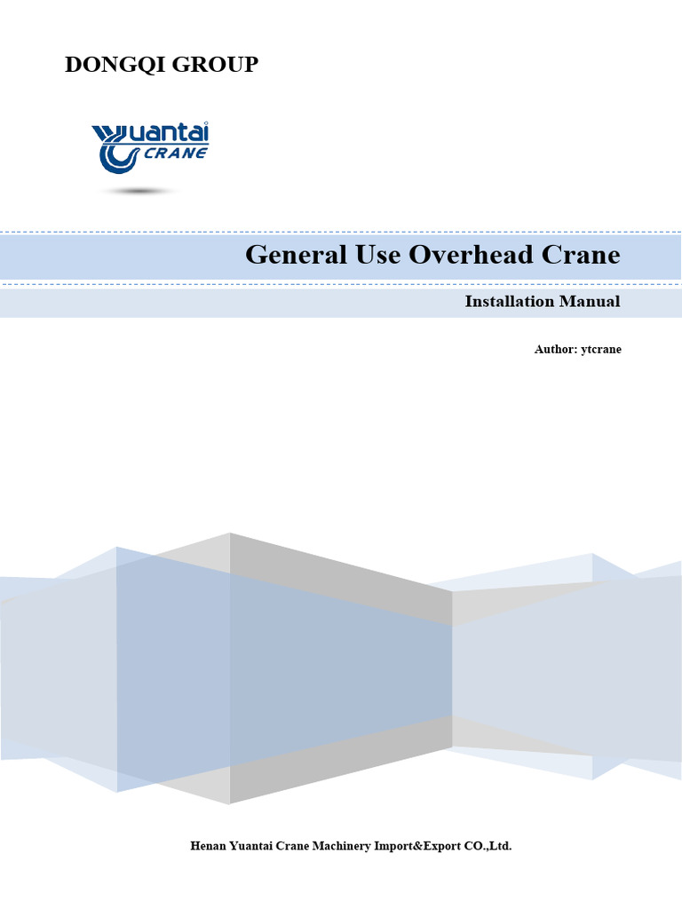 Overhead Crane Installation Manual | PDF | Screw | Resistor