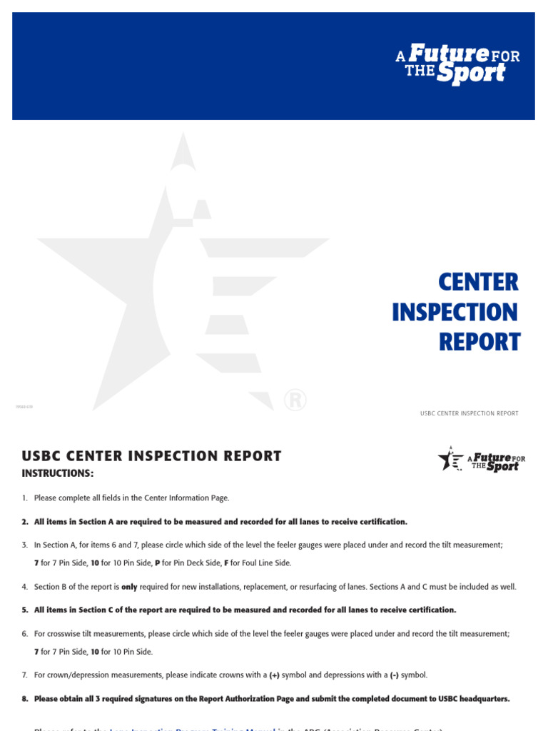USBC Center Inspection Report Guide | PDF