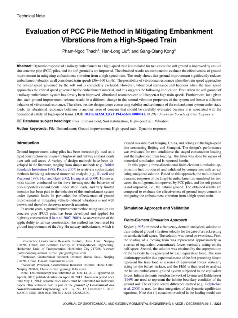 PCC Pile Method for High-Speed Train Vibration Mitigation | PDF | Waves ...