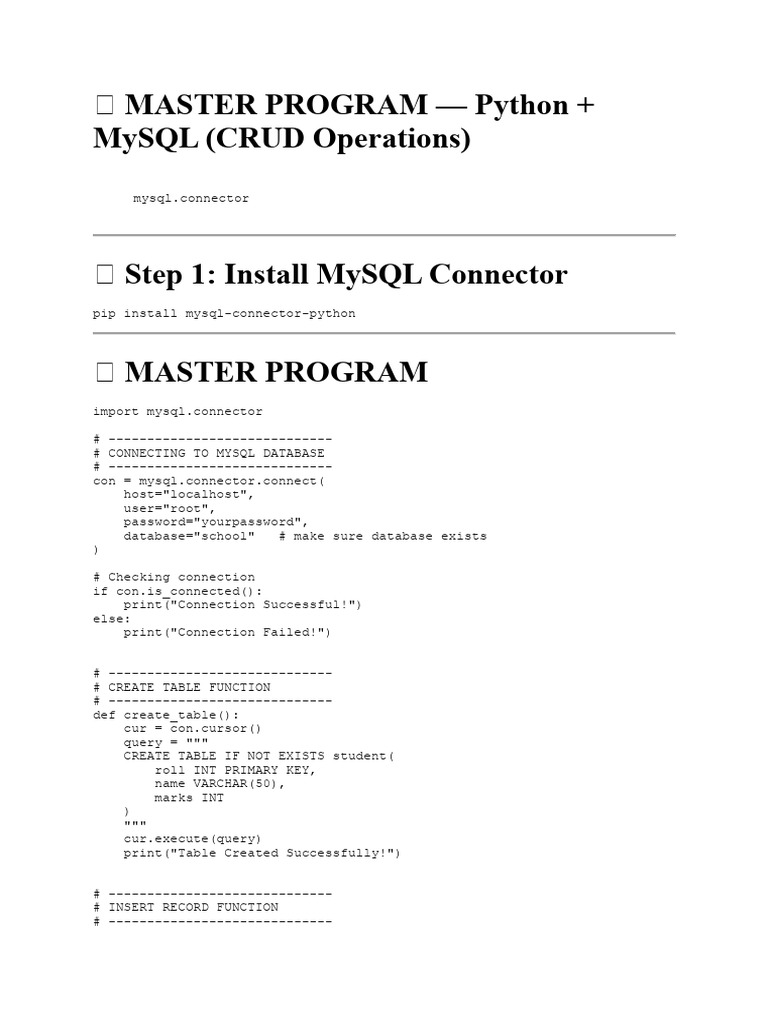 Python MySQL CRUD Operations Guide | PDF | Sql | Databases