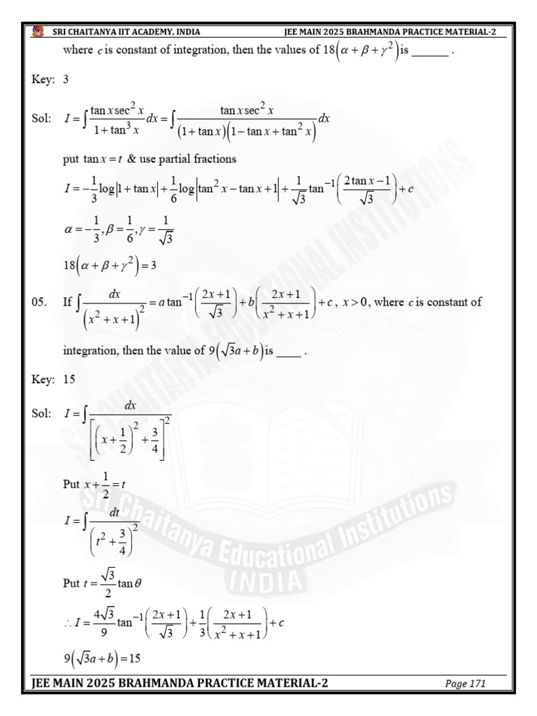 JEE Main 2025 Brahmanda Practice Material | PDF | Mathematics ...