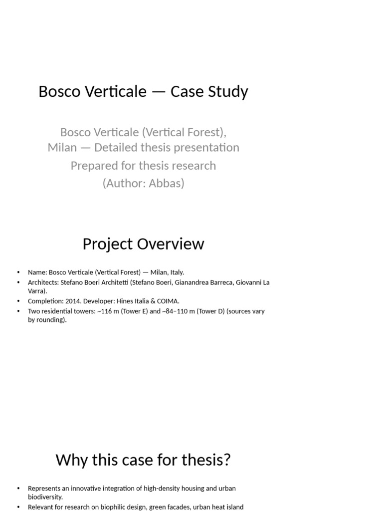 Bosco Verticale Case Study Overview | PDF | Natural Environment