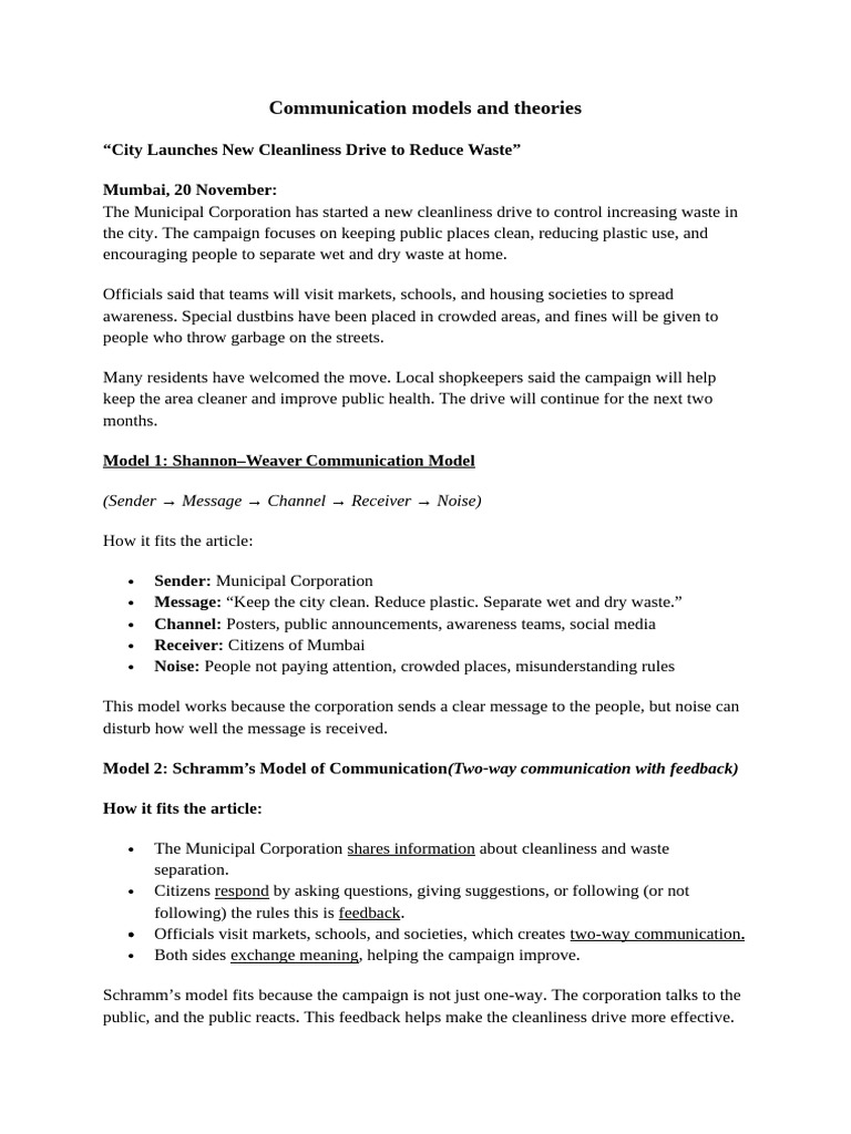 Mumbai Cleanliness Drive Communication Models | PDF