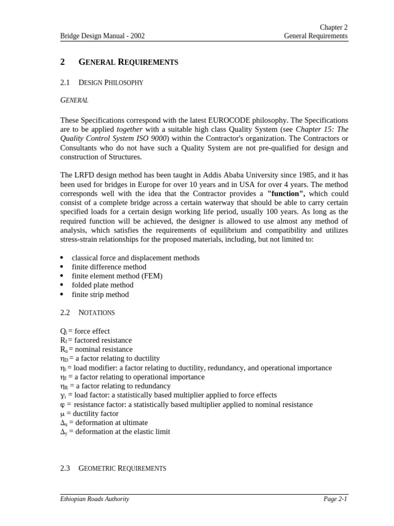 Bridge Design Manual: General Requirements | PDF | Strength Of ...