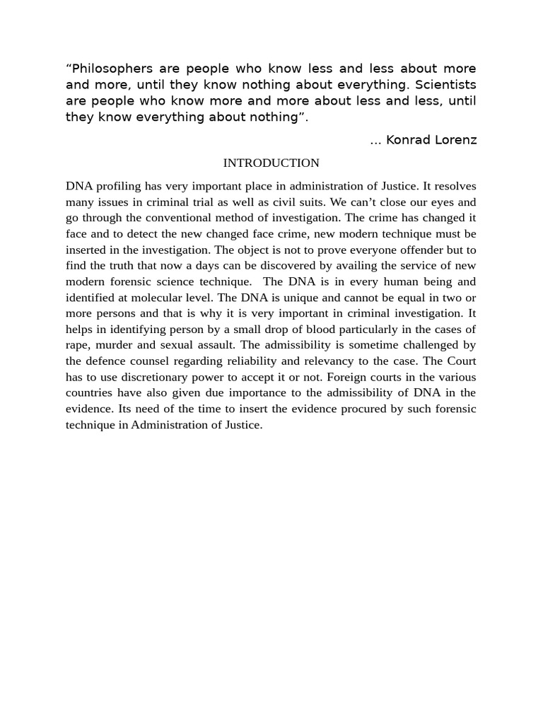Importance of DNA Profiling in Justice | PDF