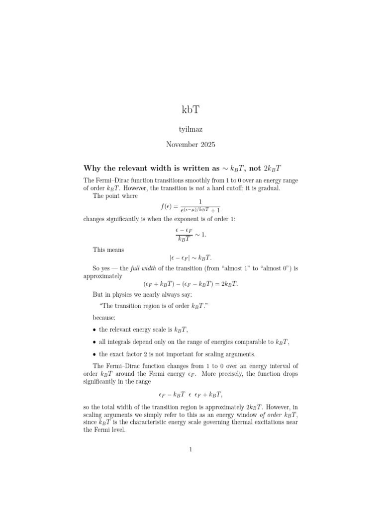 Chapter 8 Derivation of The KBT and 2kbT | PDF