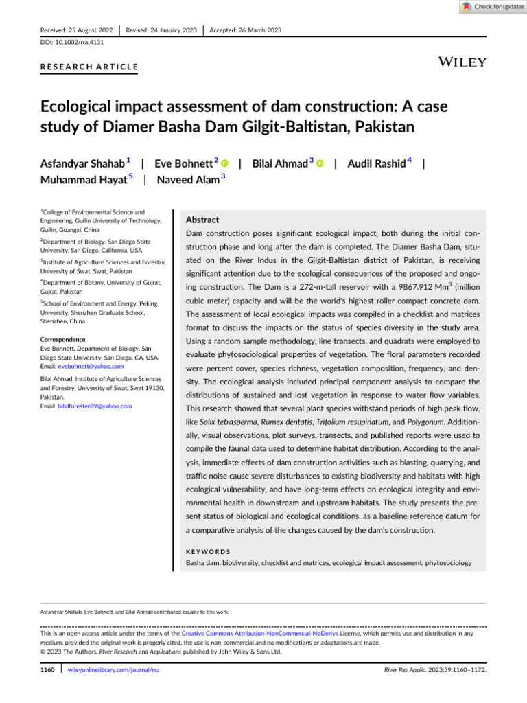 River Research Apps - 2023 - Shahab - Ecological Impact Assessment of ...