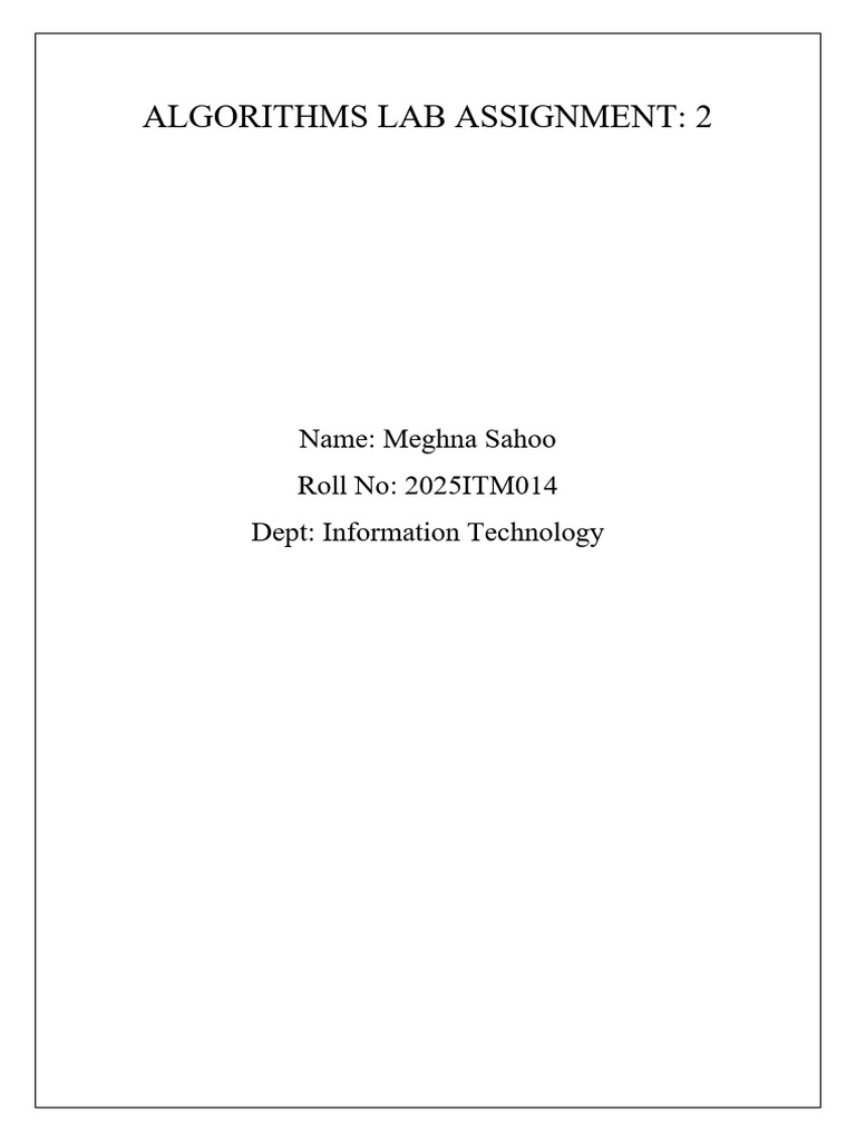 Algo Lab Assignment 2 | PDF