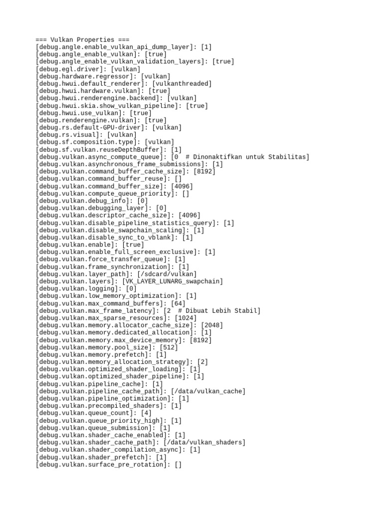 Vulkan Properties and Optimization Settings | PDF | Computer ...