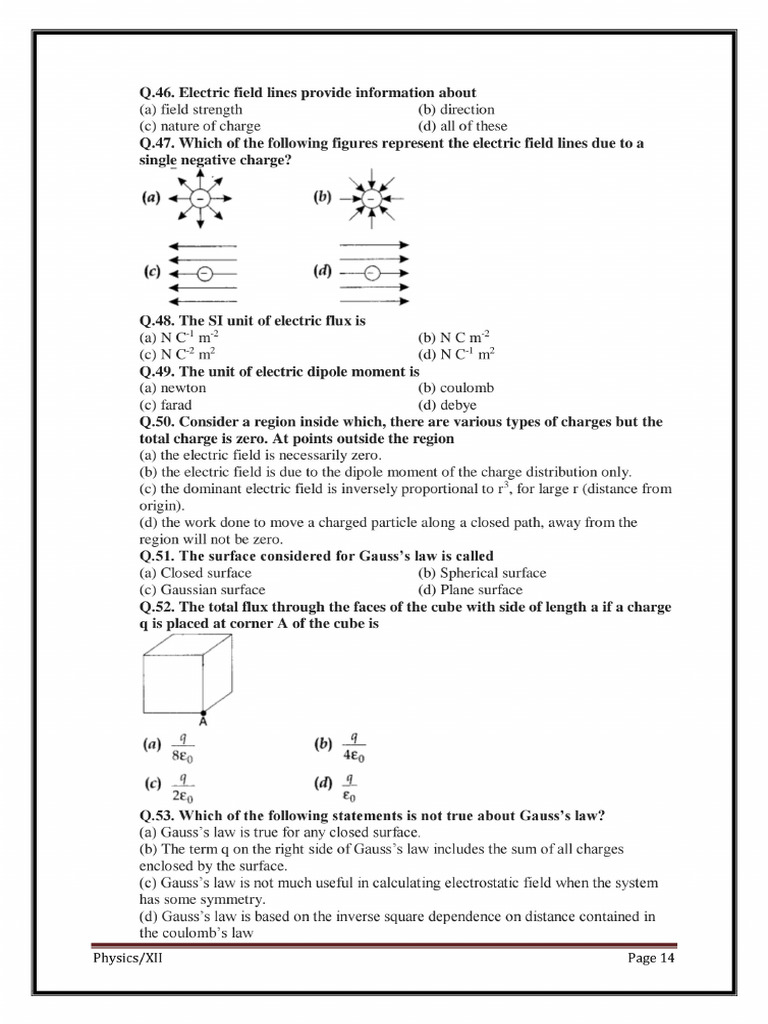 Class 12 Phy Worksheet (1) - 1 | PDF