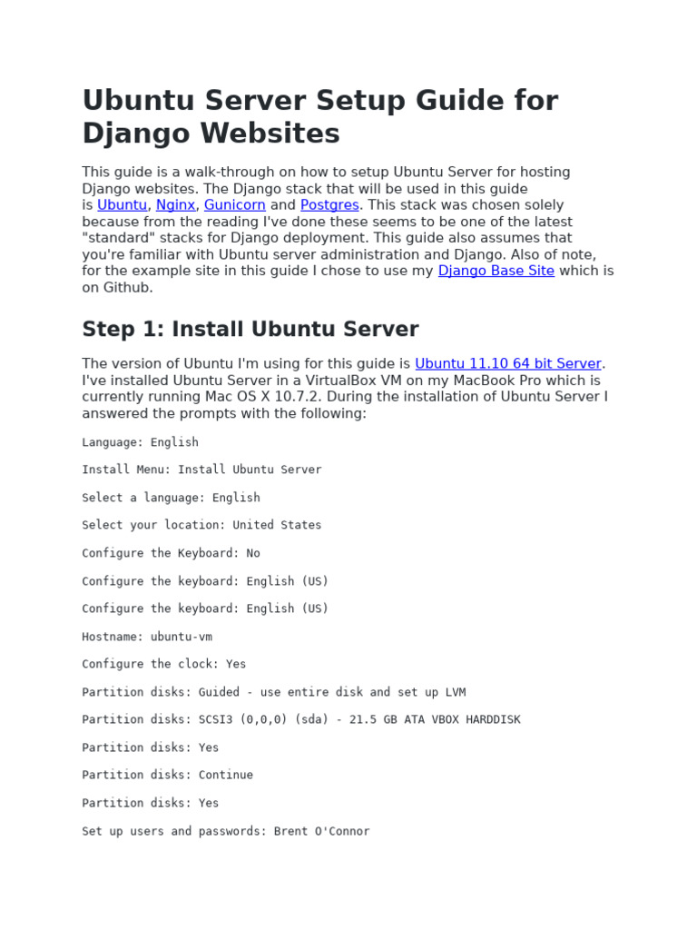 Ubuntu Server Django Setup Guide | PDF | Secure Shell | Sudo