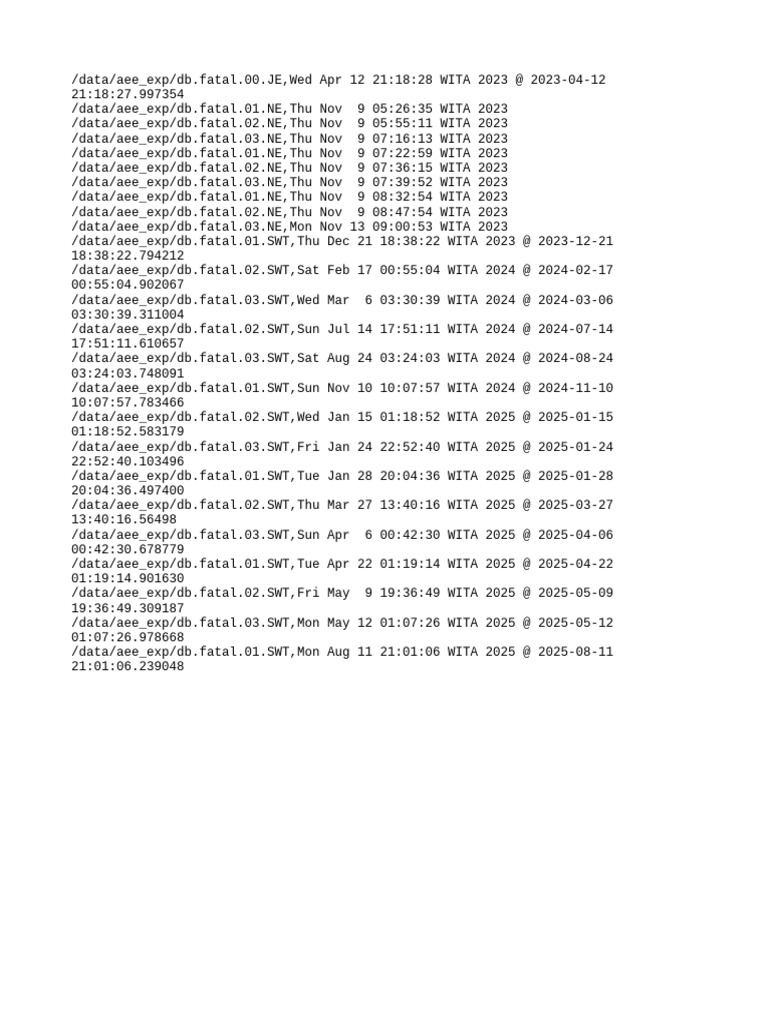 Database Fatal Error Logs 2023-2025 | PDF
