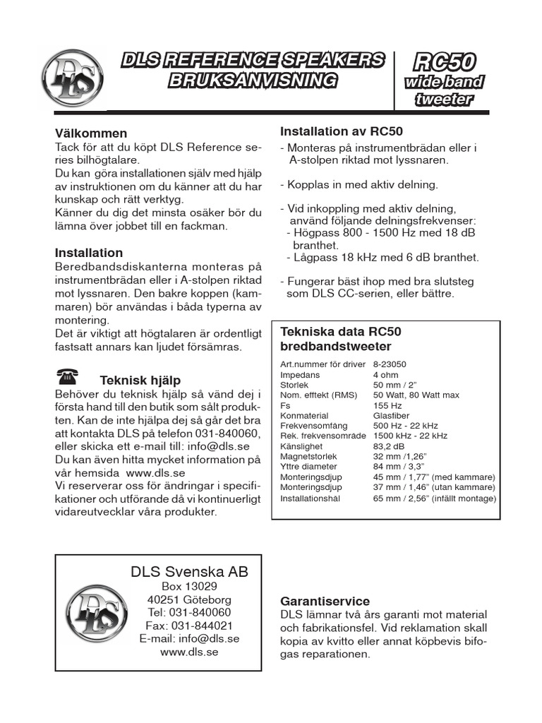 DLS-RC50 Manual Swe Eng | PDF