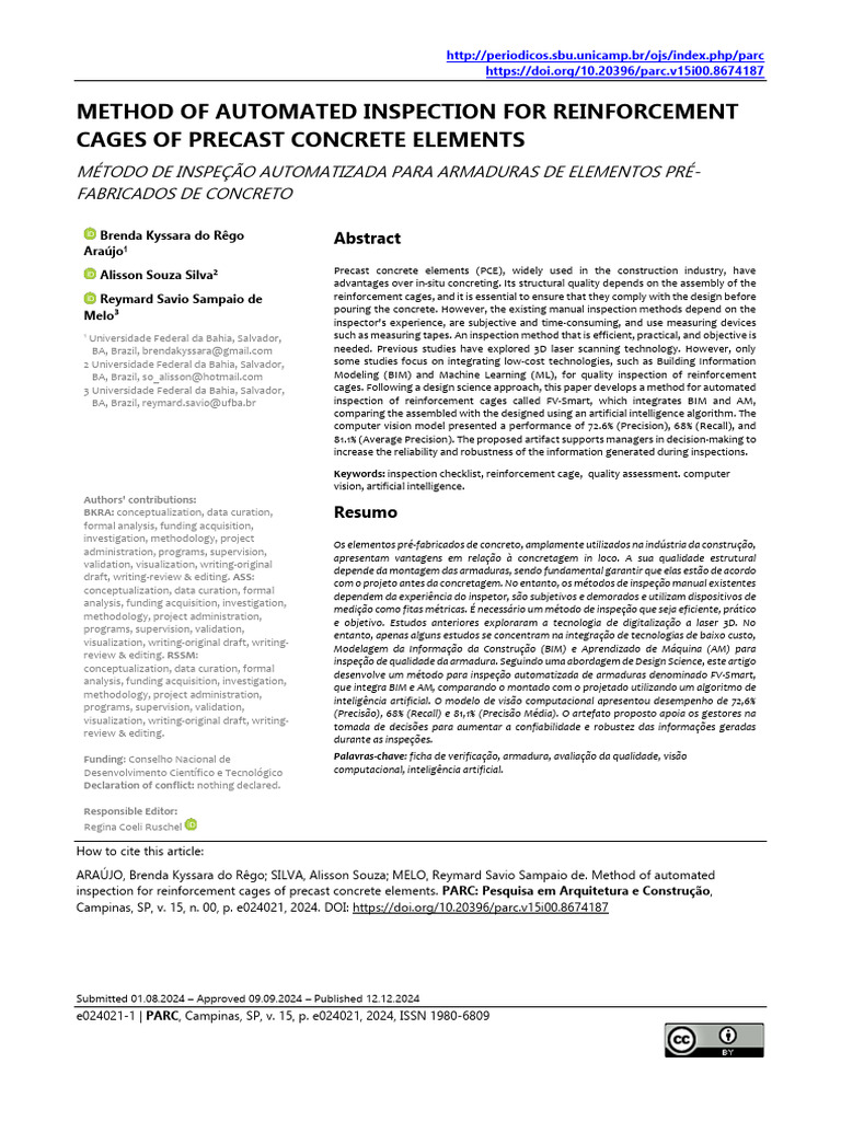 Automated Inspection for Precast Concrete | PDF | Sensitivity And ...