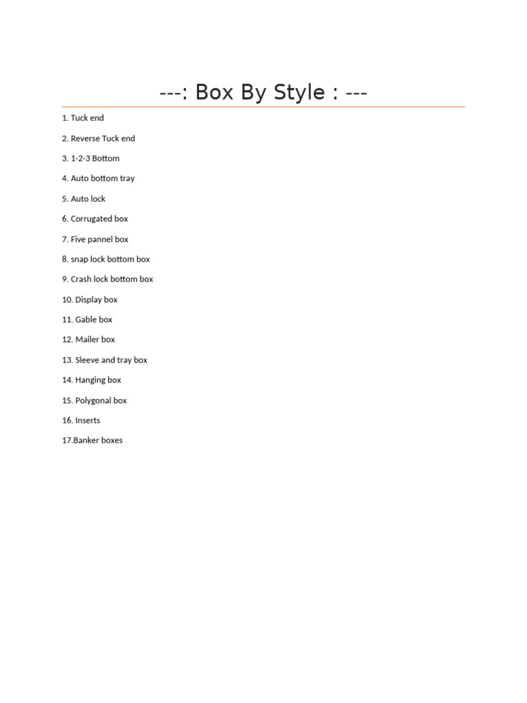 Box by Style | PDF
