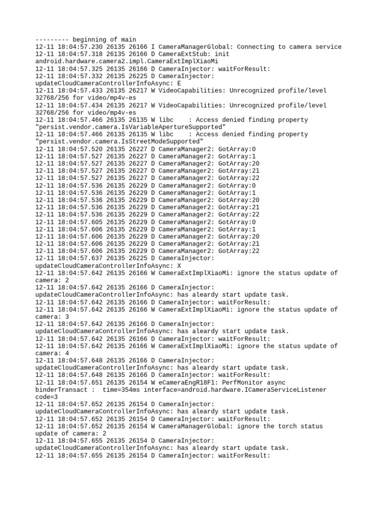 Camera Service Connection Logs | PDF