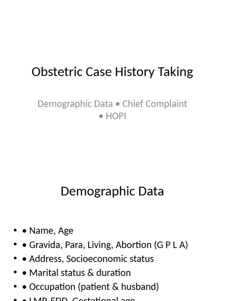 Comprehensive Obstetric Case History Guide | PDF