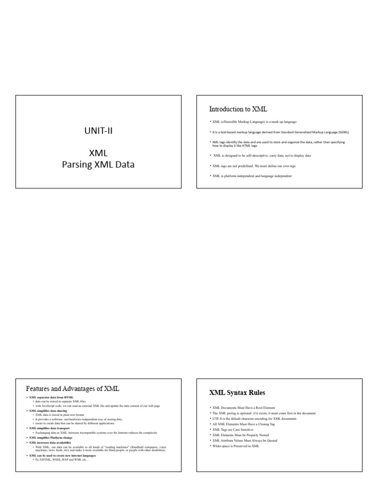 XML Data Parsing and Structure Guide | PDF | Xml | Document Object Model