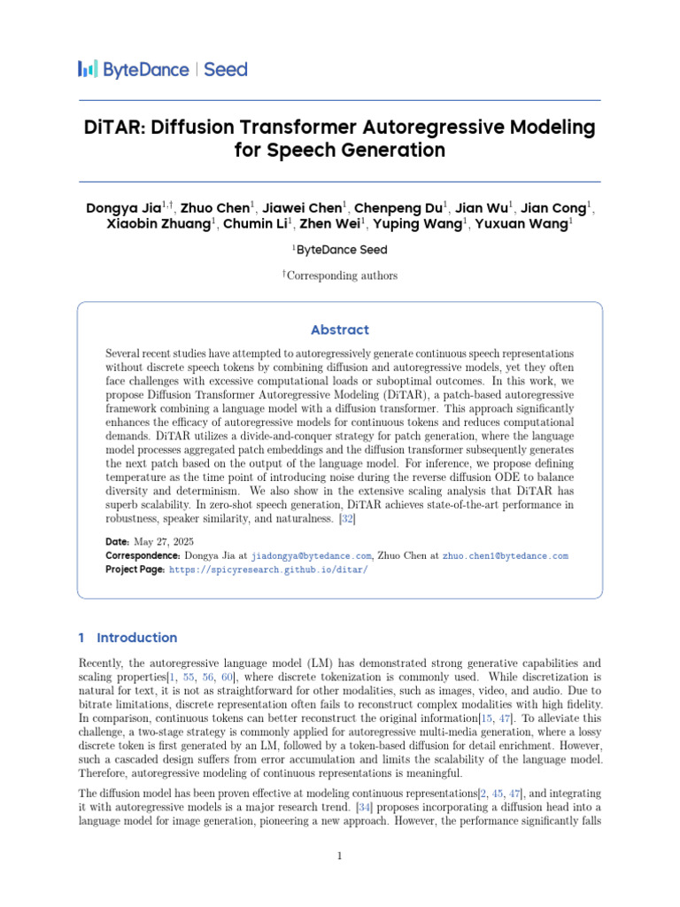 DiTAR Diffusion Transformer Autoregressive Modeling | PDF | Algorithms ...