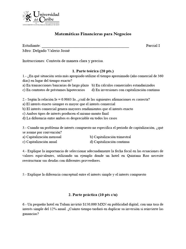 Matemáticas Financieras para Negocios | PDF | Interés | Economía política