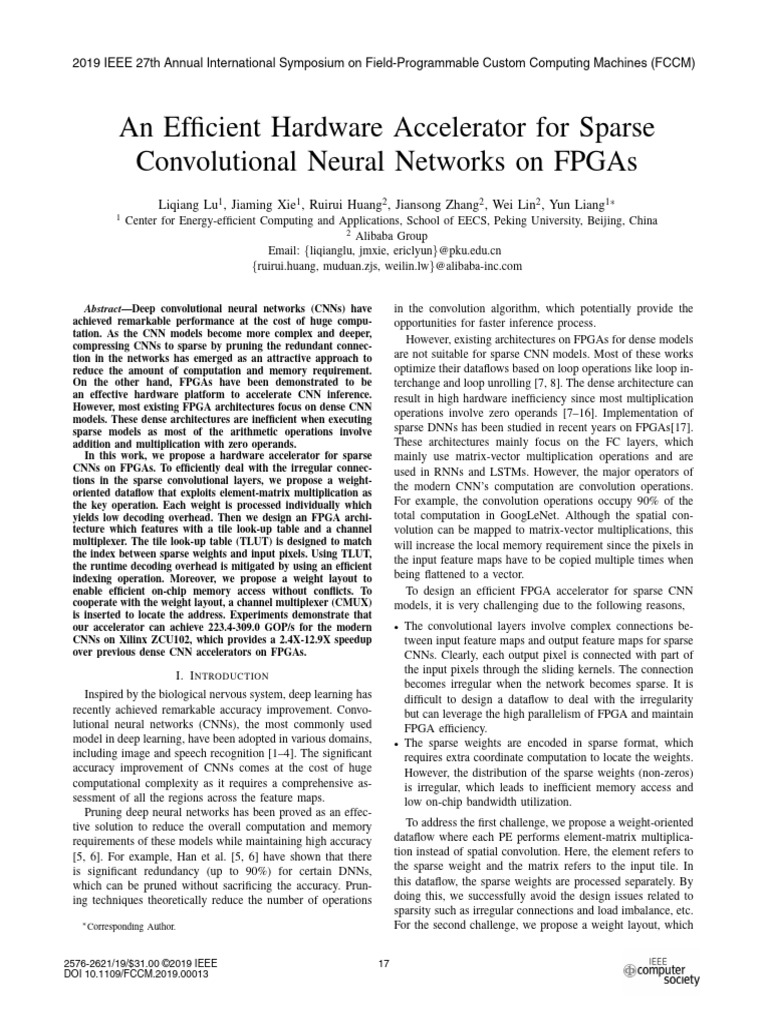 FPGA Accelerator for Sparse CNNs | PDF | Deep Learning | Computing