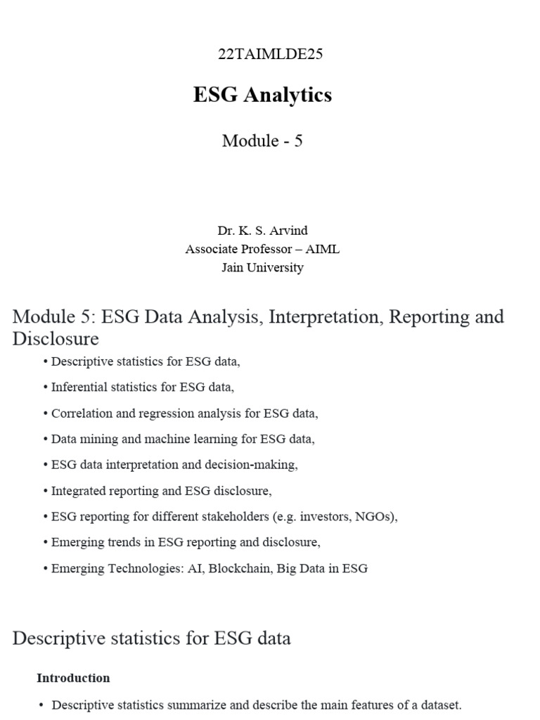 ESG Data Analysis and Reporting Techniques | PDF | Statistics ...