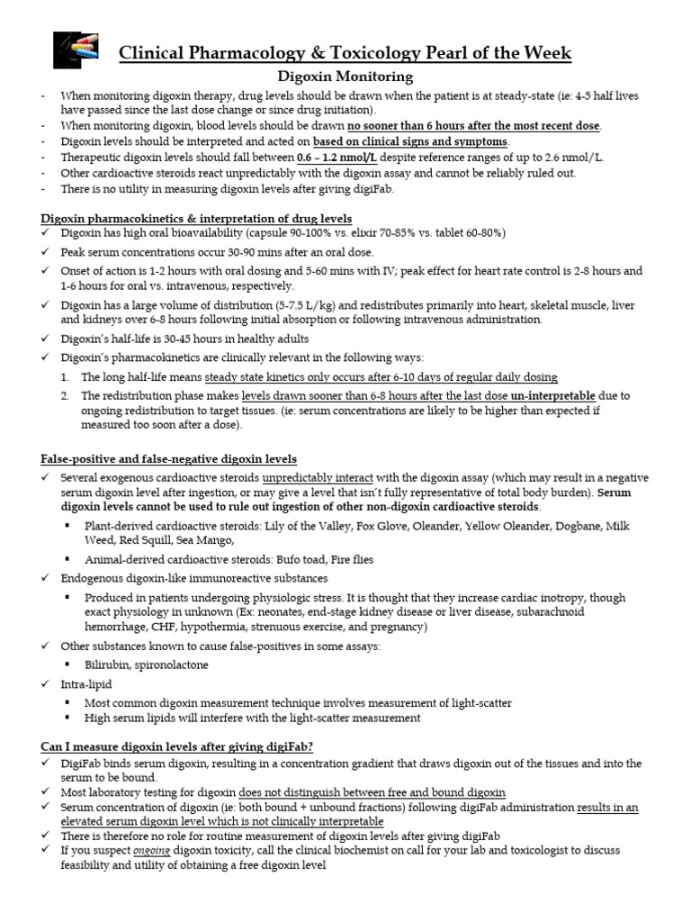 PotW Digoxin Monitoring Jan 24,2020 - 0 | PDF | Pharmacokinetics ...
