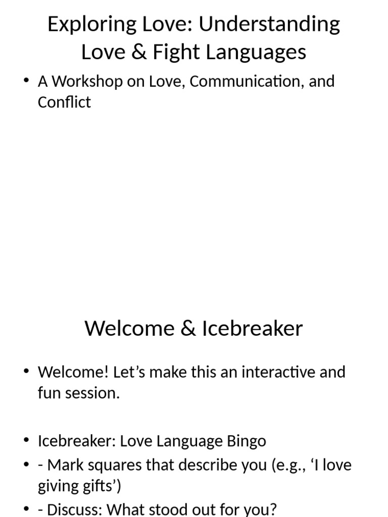 Love and Fight Languages Workshop | PDF